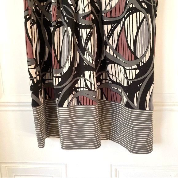 BCBG Maxazria Geometric Fit and Flare Dress Black Purple Gray Womens Medium - Picture 7 of 13